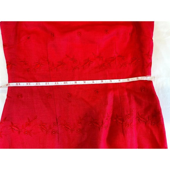 John Roberts Womens Midi Sheath Dress Sleeveless Embroidered Back Zip Red Size 8 - Picture 5 of 6